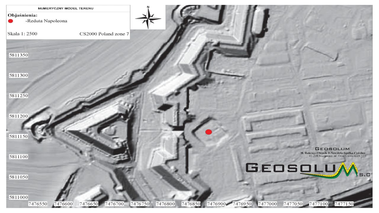 Mapa cieniowania terenu wykonana w technologii skaningu laserowego Lidar